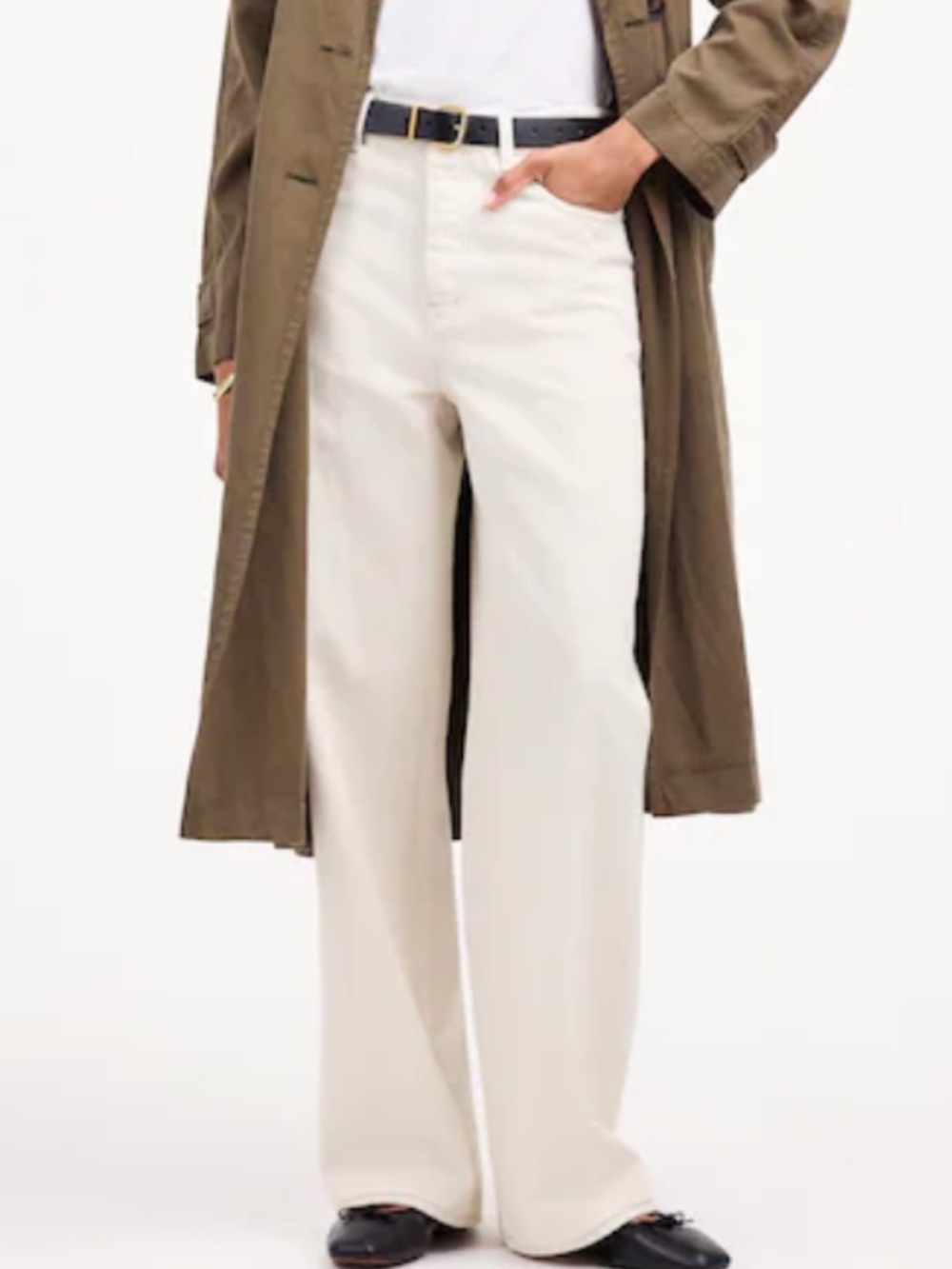 Madewell NWT Low Slung Baggy Jeans Vintage Ivory Slouchy Wide Leg Button-Fly 32